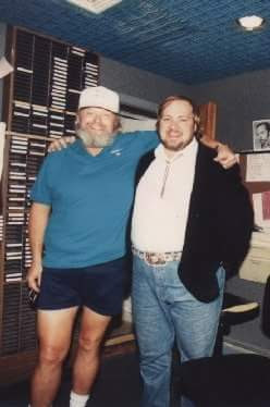 Barrett at the radio station with a music guest