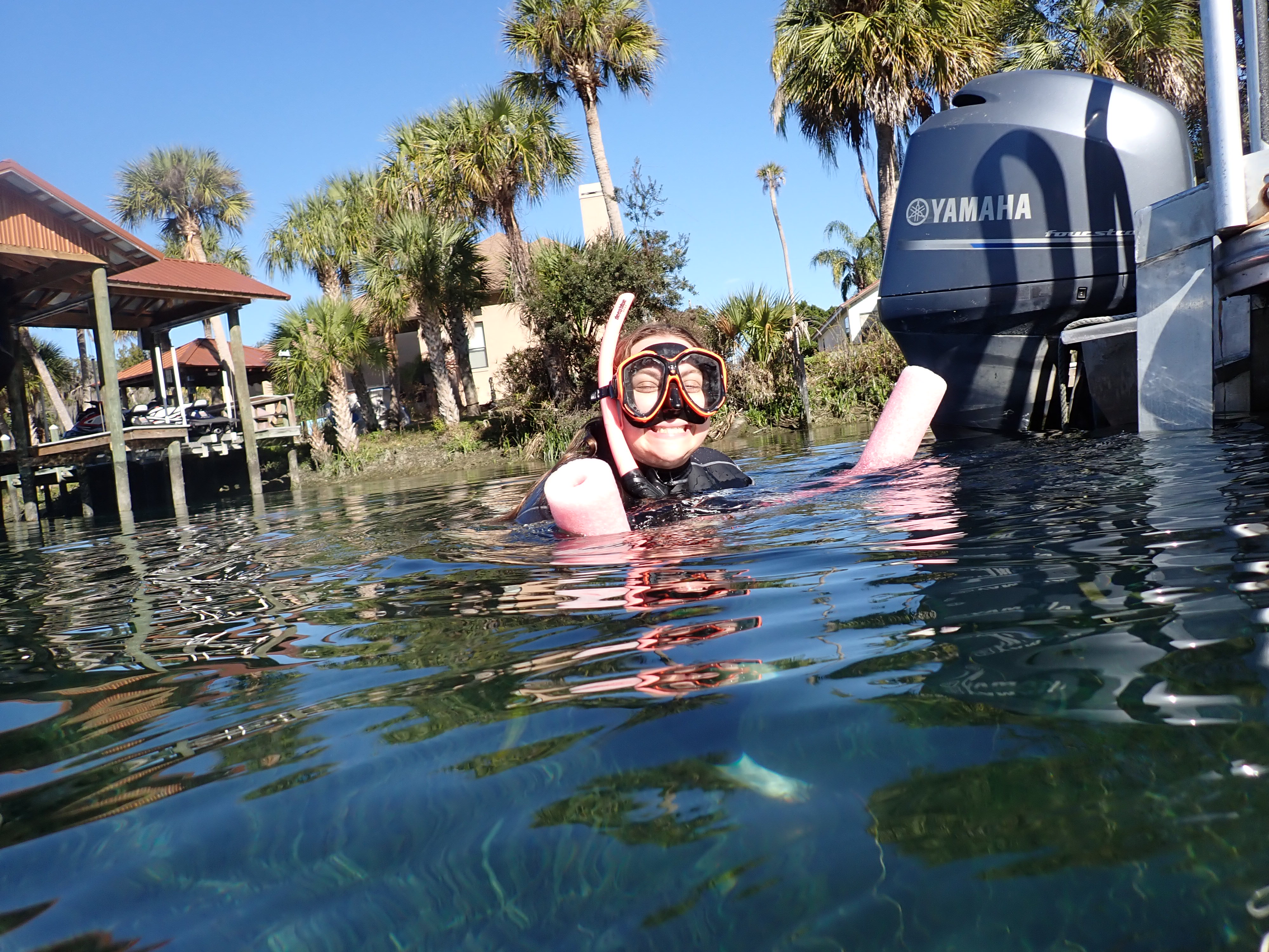 Catherine with manatees
