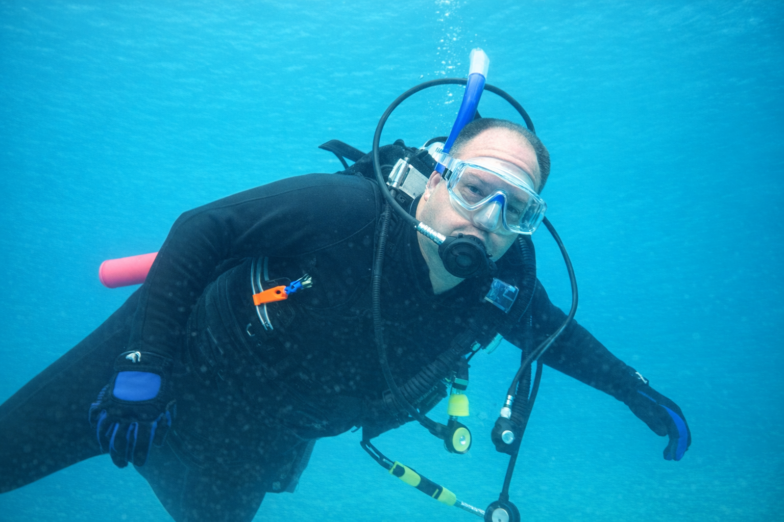 Barrett gearing up for the dive